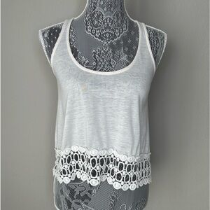 LILY WHITE Crochet Hem Ivory Tank Top Size XS